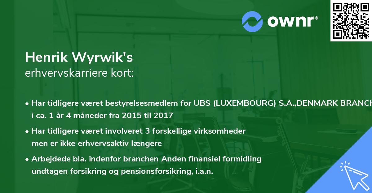 Henrik Wyrwik's erhvervskarriere kort