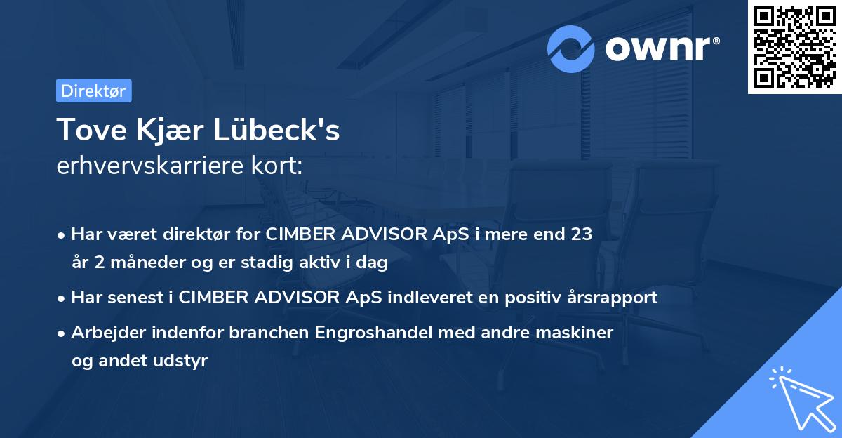 Tove Kjær Lübeck's erhvervskarriere kort