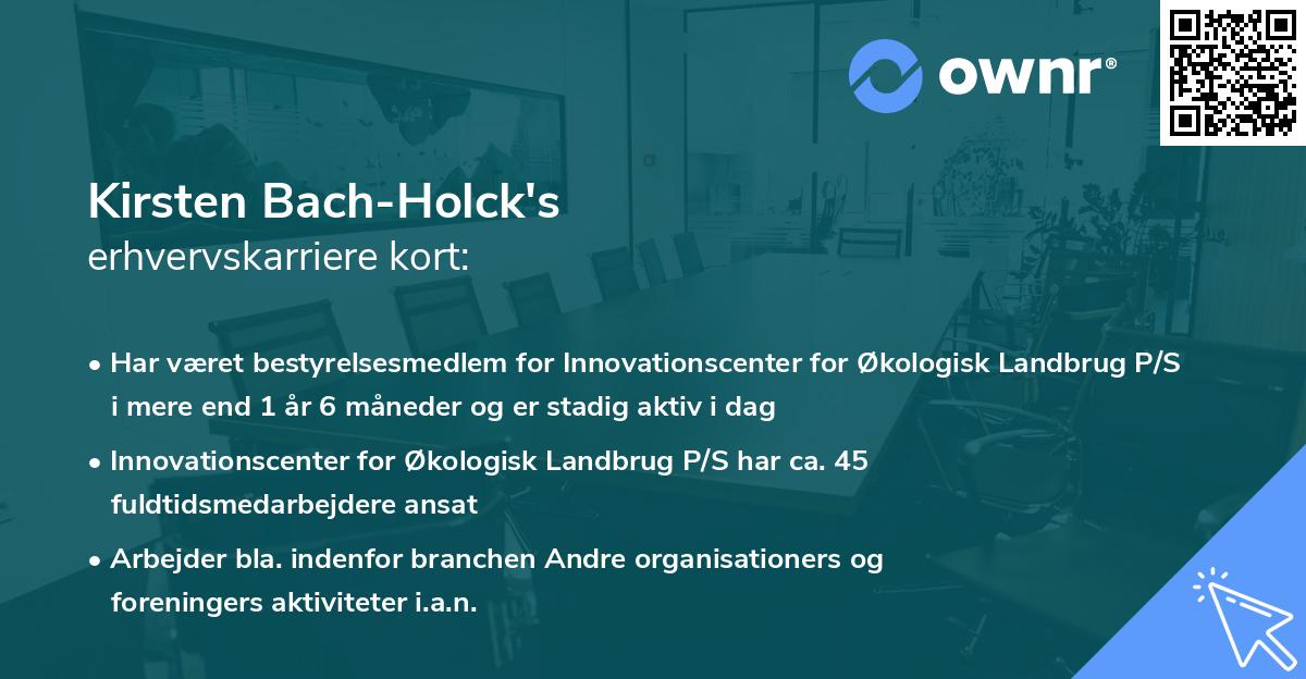 Kirsten Bach-Holck's erhvervskarriere kort