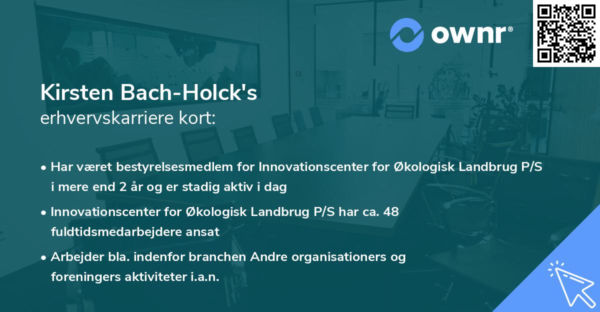 Kirsten Bach-Holck's erhvervskarriere kort