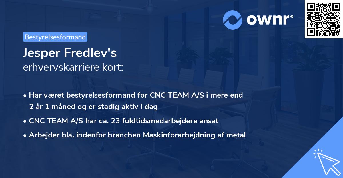 Jesper Fredlev's erhvervskarriere kort