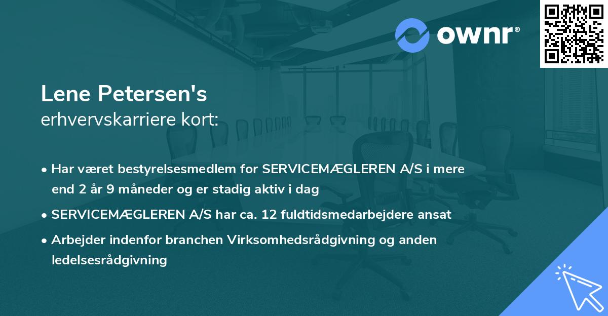 Lene Petersen's erhvervskarriere kort