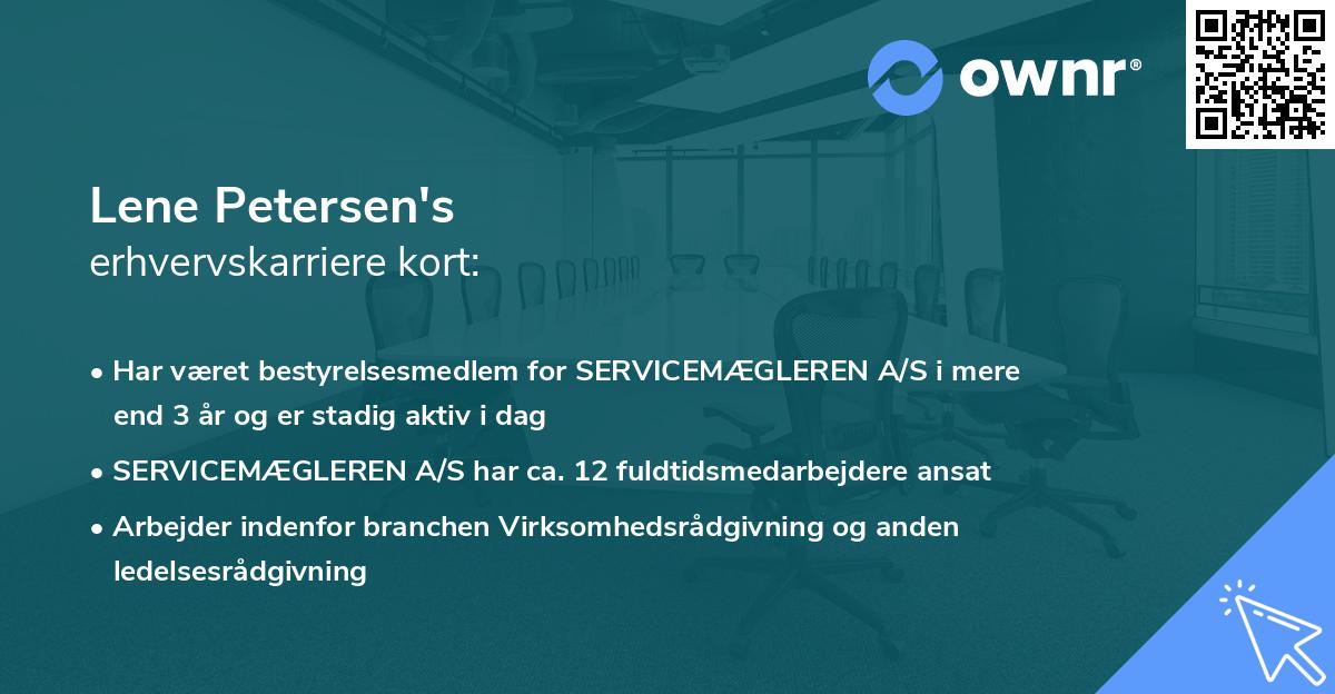 Lene Petersen's erhvervskarriere kort