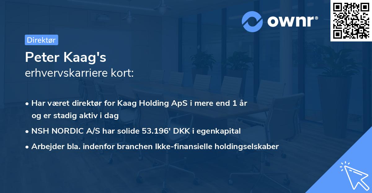 Peter Kaag's erhvervskarriere kort