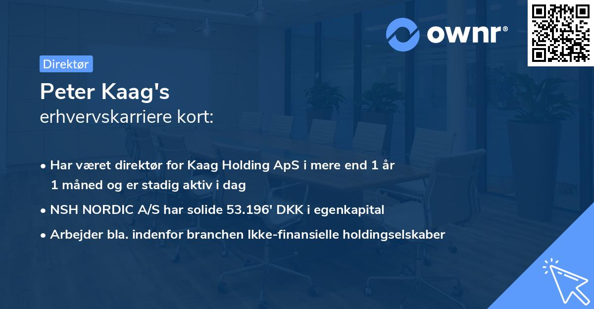 Peter Kaag's erhvervskarriere kort