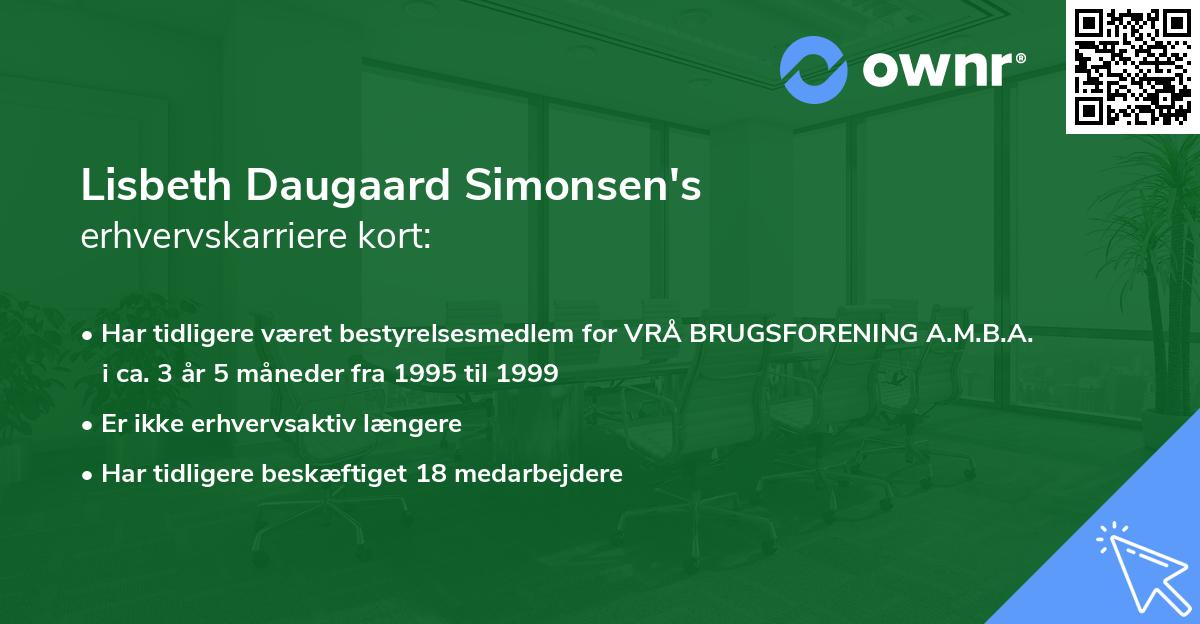 Lisbeth Daugaard Simonsen's erhvervskarriere kort