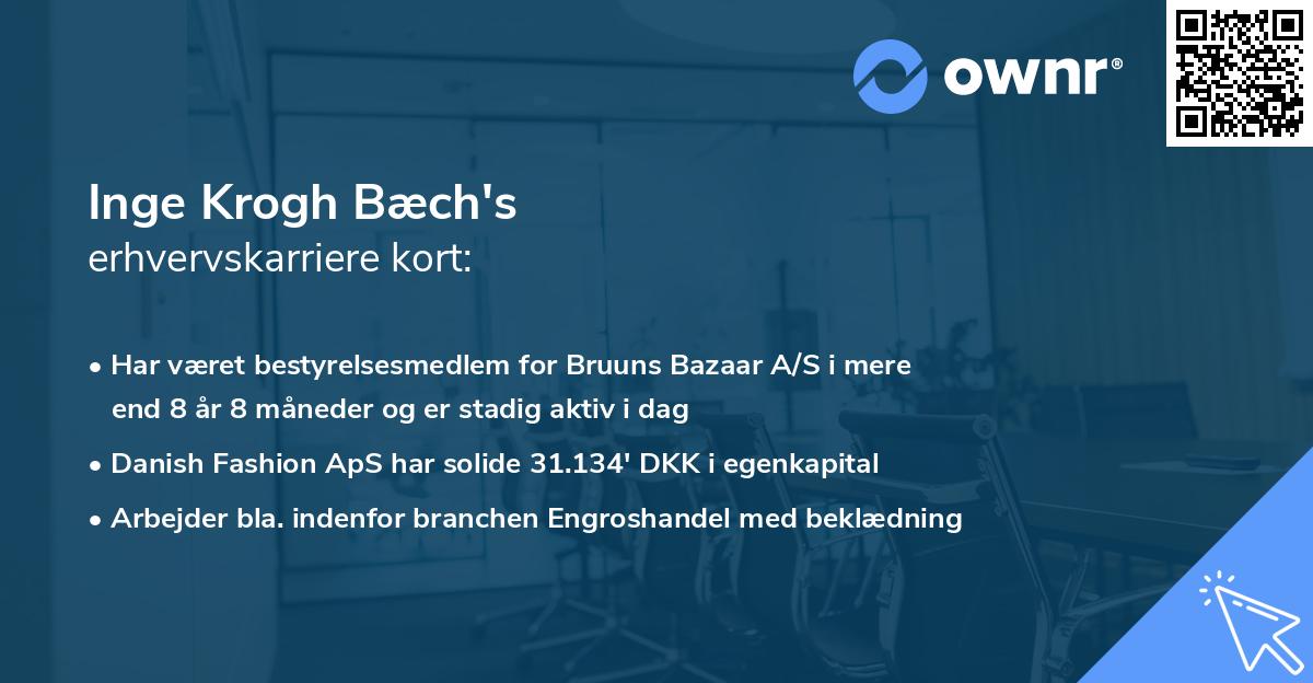 Inge Krogh Bæch's erhvervskarriere kort