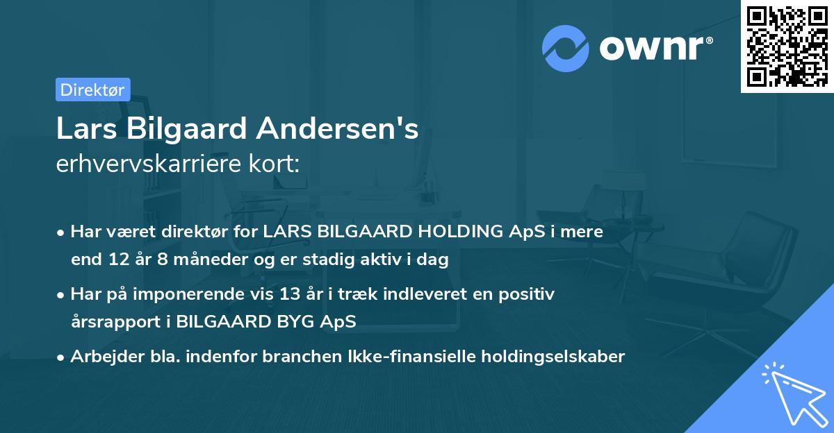 Lars Bilgaard Andersen's erhvervskarriere kort