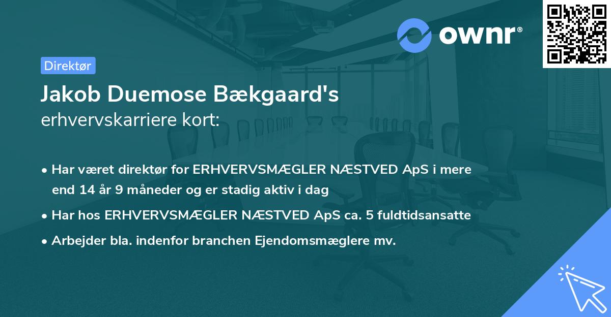 Jakob Duemose Bækgaard's erhvervskarriere kort