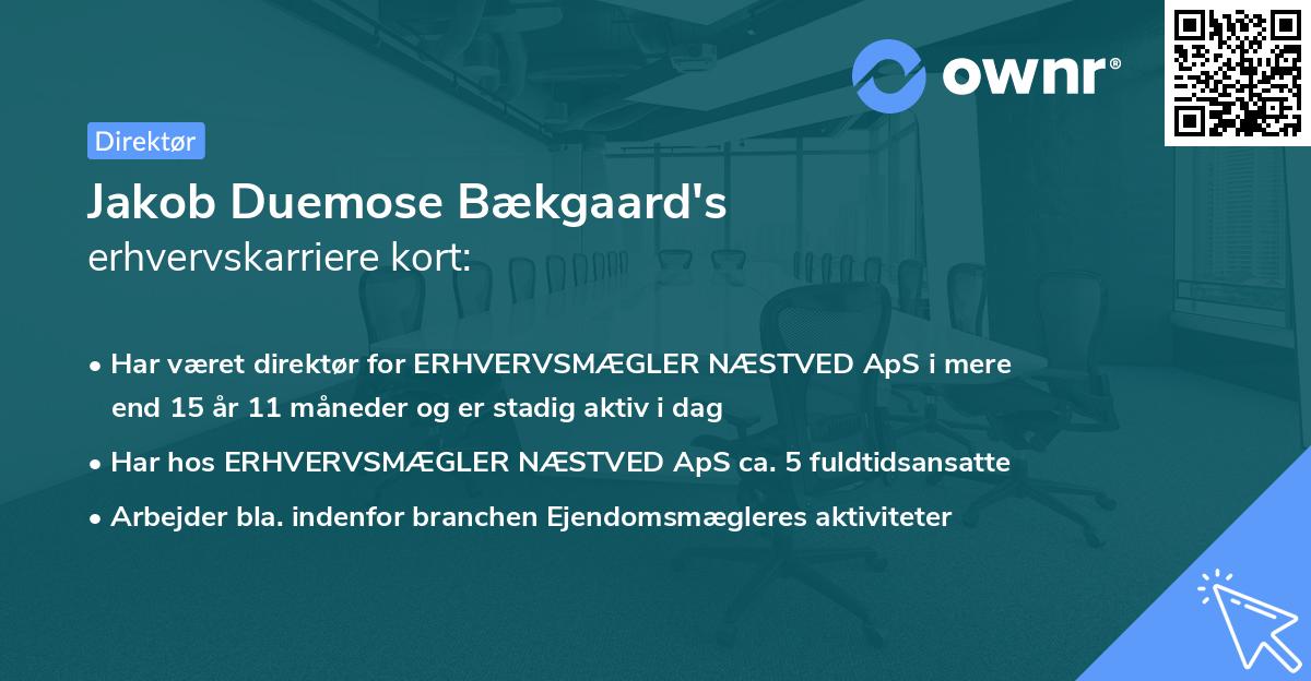 Jakob Duemose Bækgaard's erhvervskarriere kort