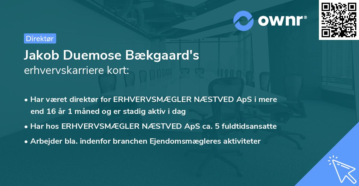 Jakob Duemose Bækgaard's erhvervskarriere kort
