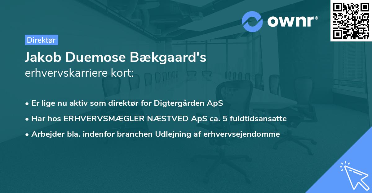 Jakob Duemose Bækgaard's erhvervskarriere kort