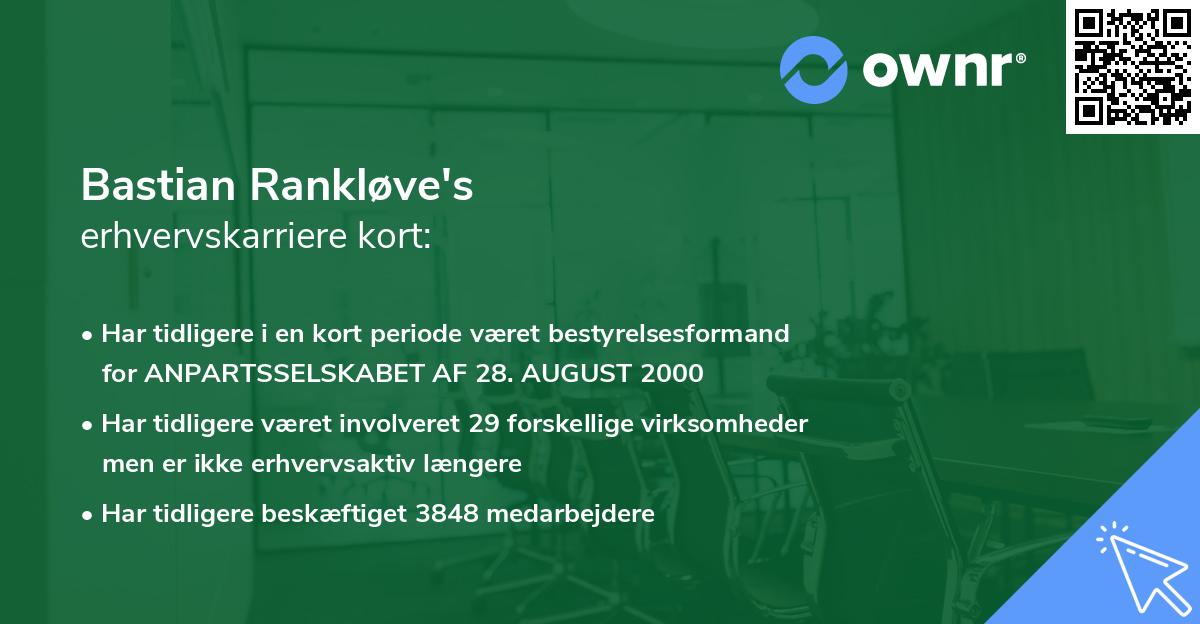Bastian Rankløve's erhvervskarriere kort