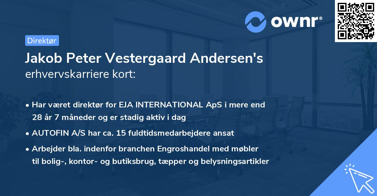 Jakob Peter Vestergaard Andersen's erhvervskarriere kort