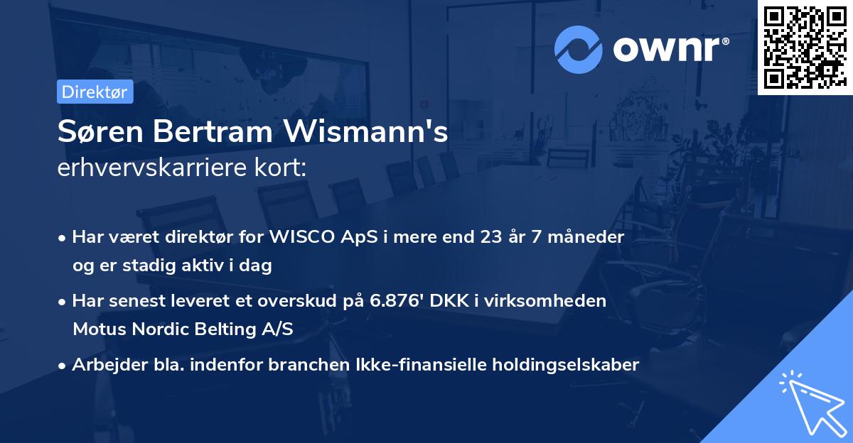 Søren Bertram Wismann's erhvervskarriere kort