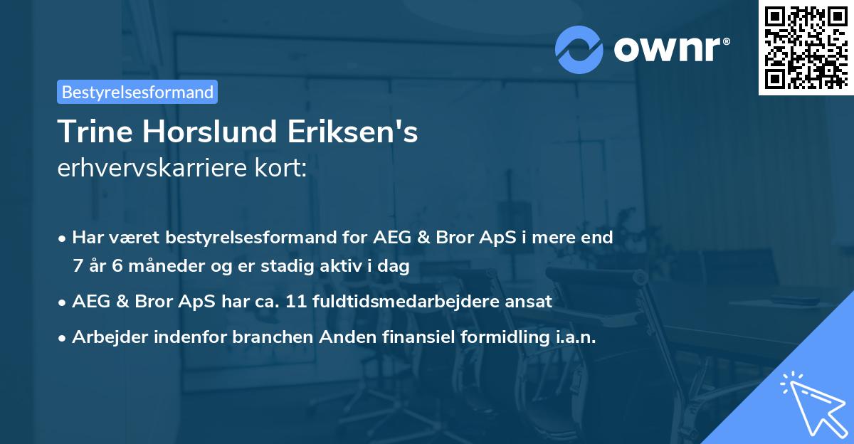 Trine Horslund Eriksen's erhvervskarriere kort