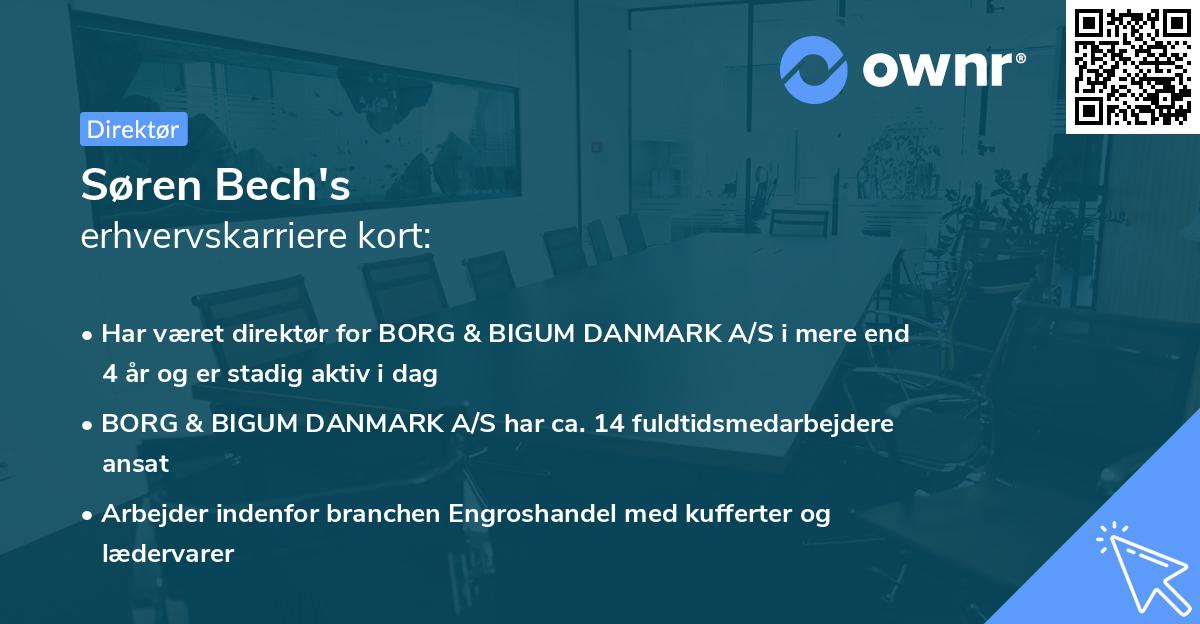 Søren Bech's erhvervskarriere kort