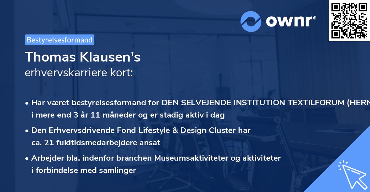 Thomas Klausen's erhvervskarriere kort
