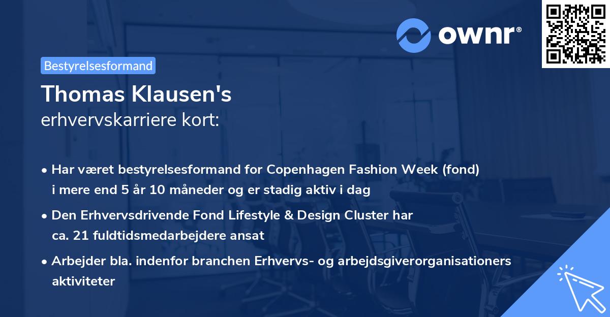 Thomas Klausen's erhvervskarriere kort