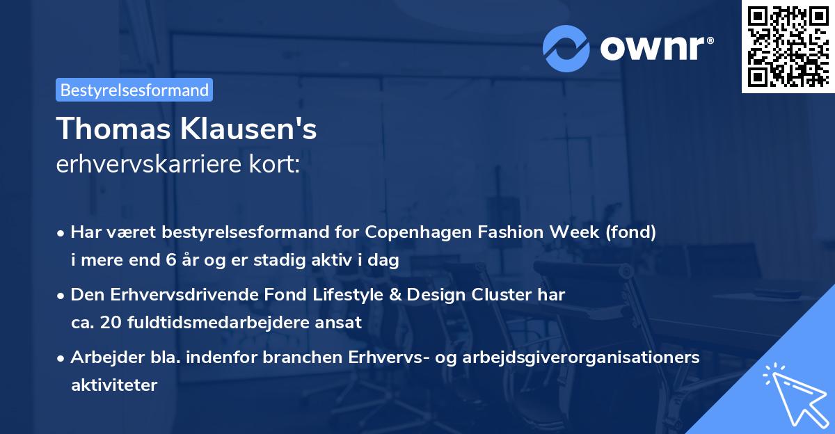 Thomas Klausen's erhvervskarriere kort