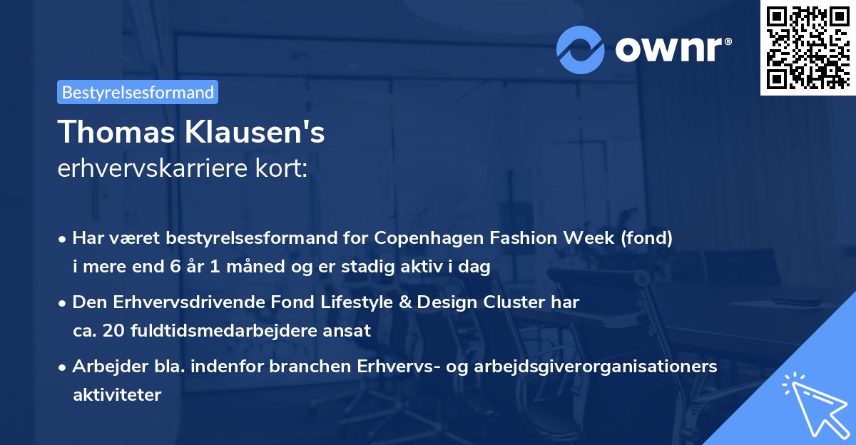 Thomas Klausen's erhvervskarriere kort