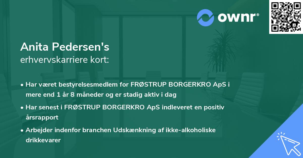 Anita Pedersen's erhvervskarriere kort