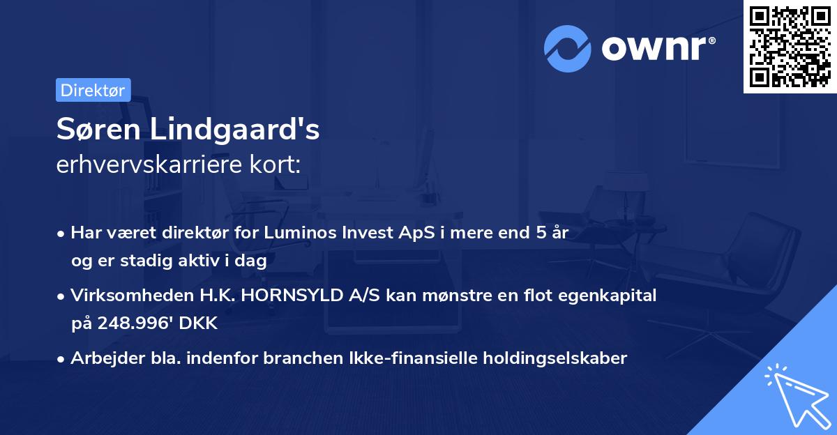 Søren Lindgaard's erhvervskarriere kort