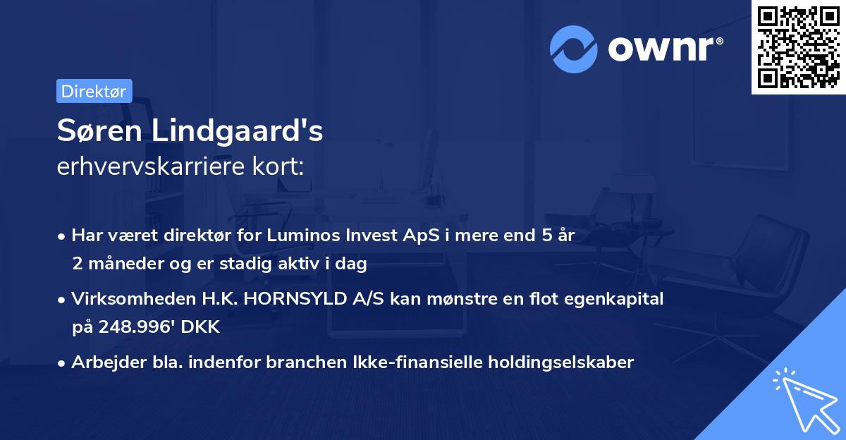 Søren Lindgaard's erhvervskarriere kort