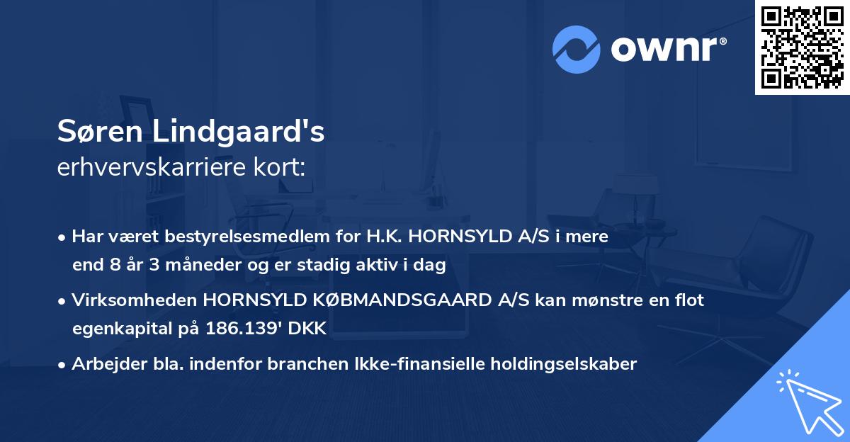 Søren Lindgaard's erhvervskarriere kort