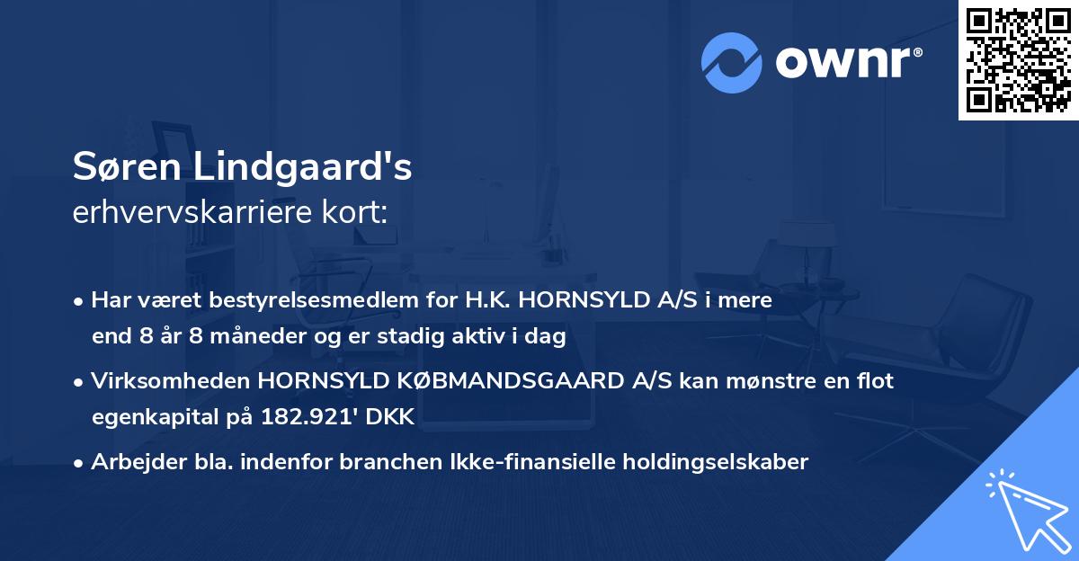 Søren Lindgaard's erhvervskarriere kort