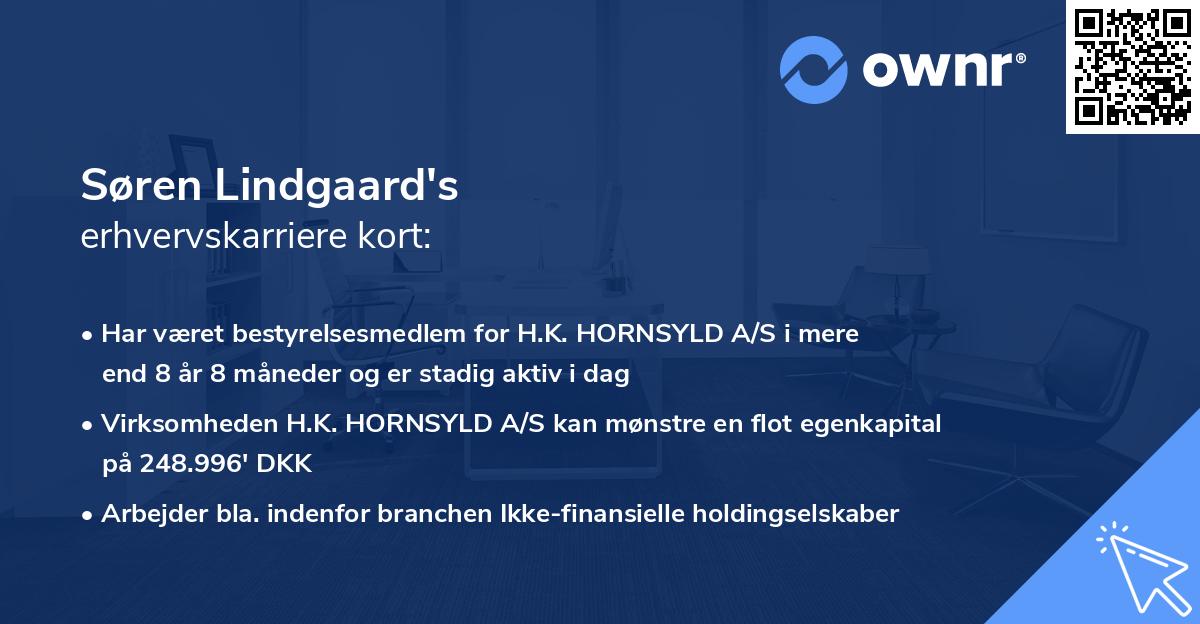Søren Lindgaard's erhvervskarriere kort