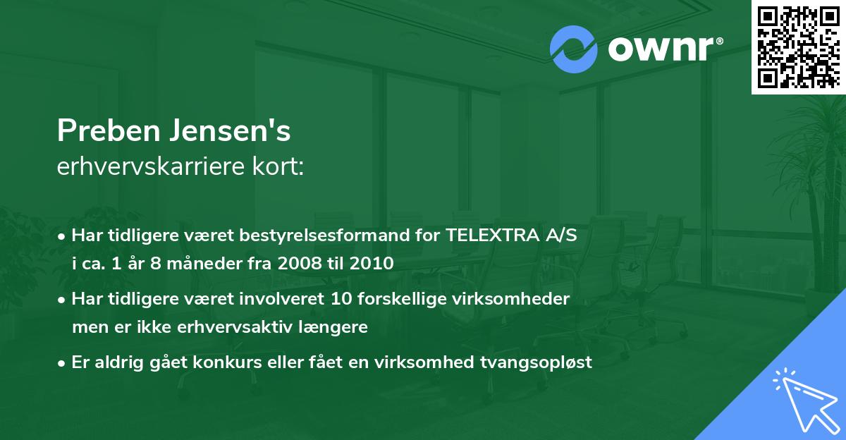 Preben Jensen's erhvervskarriere kort