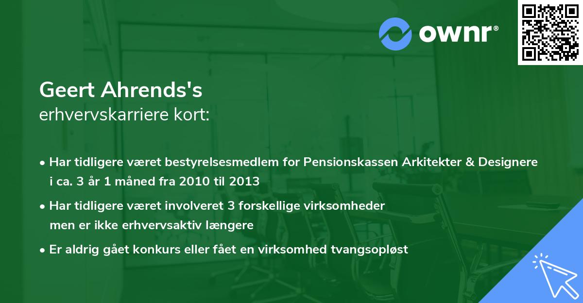 Geert Ahrends's erhvervskarriere kort