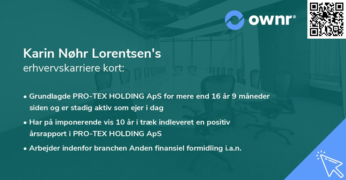 Karin Nøhr Lorentsen's erhvervskarriere kort