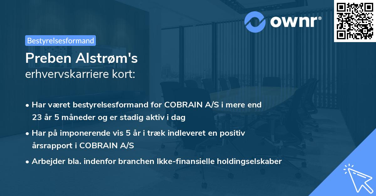 Preben Alstrøm's erhvervskarriere kort