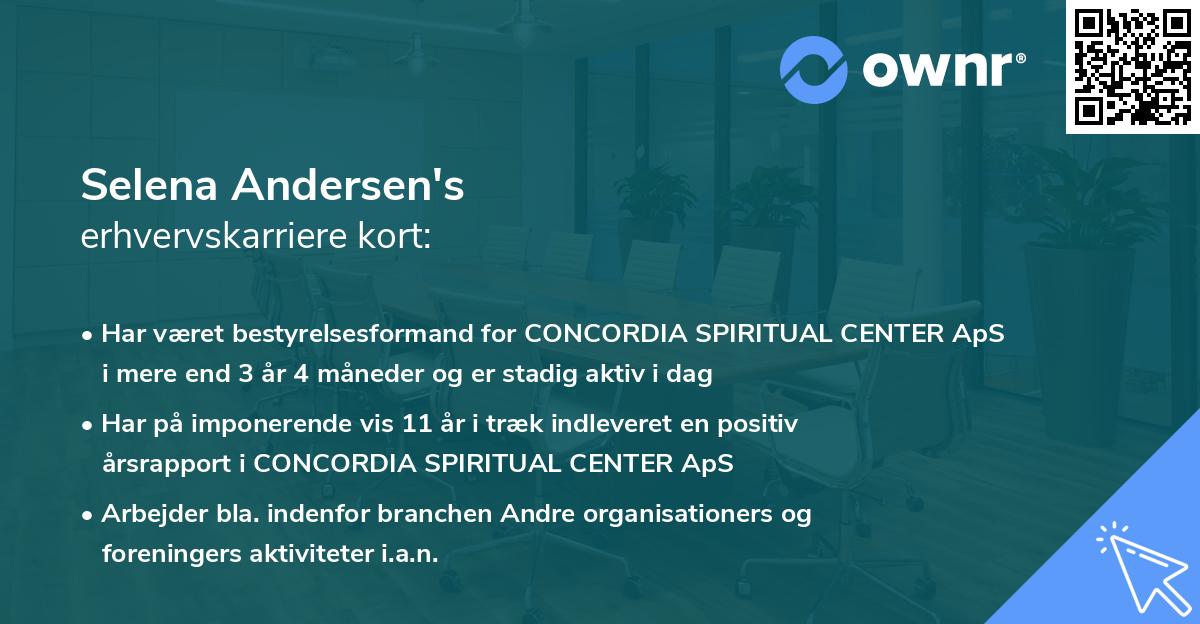 Selena Andersen's erhvervskarriere kort