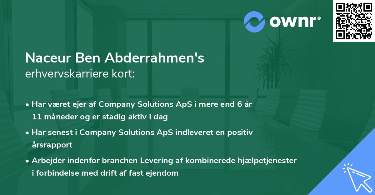 Naceur Ben Abderrahmen's erhvervskarriere kort