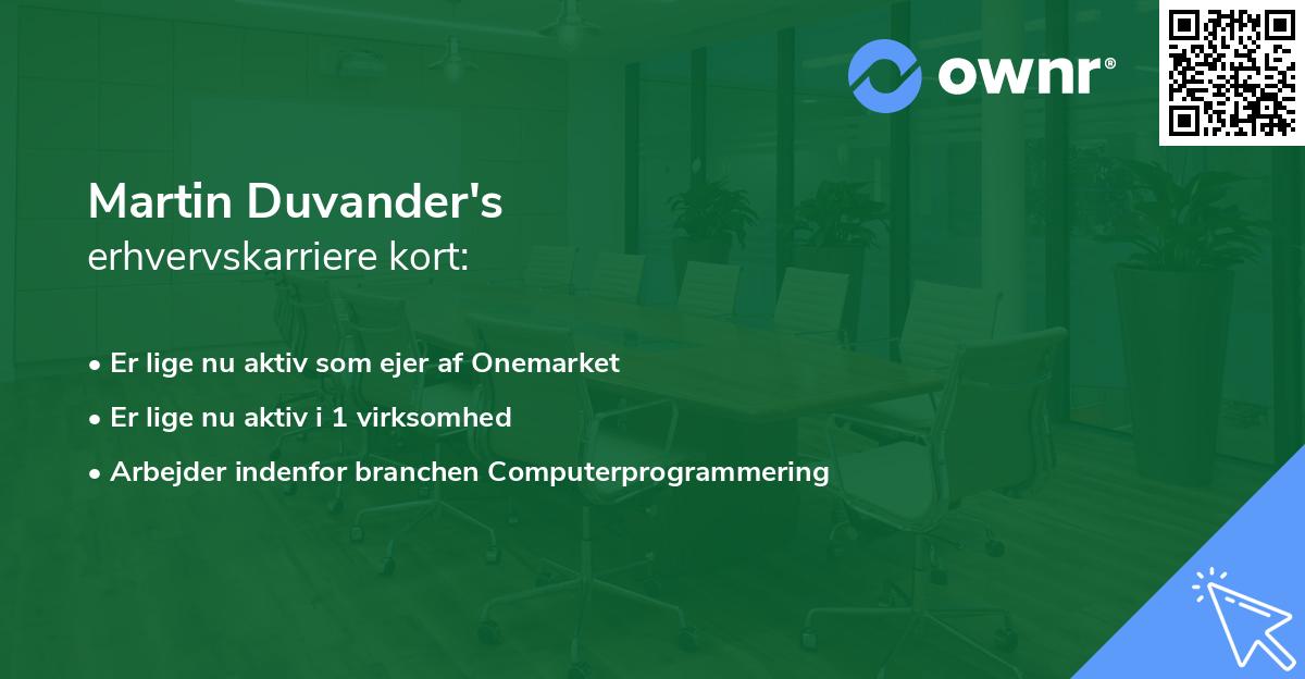 Martin Duvander's erhvervskarriere kort