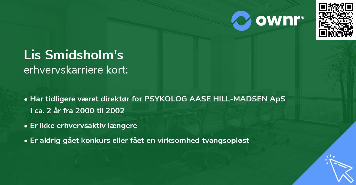 Lis Smidsholm's erhvervskarriere kort