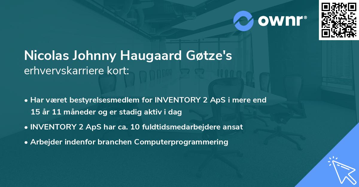 Nicolas Johnny Haugaard Gøtze's erhvervskarriere kort