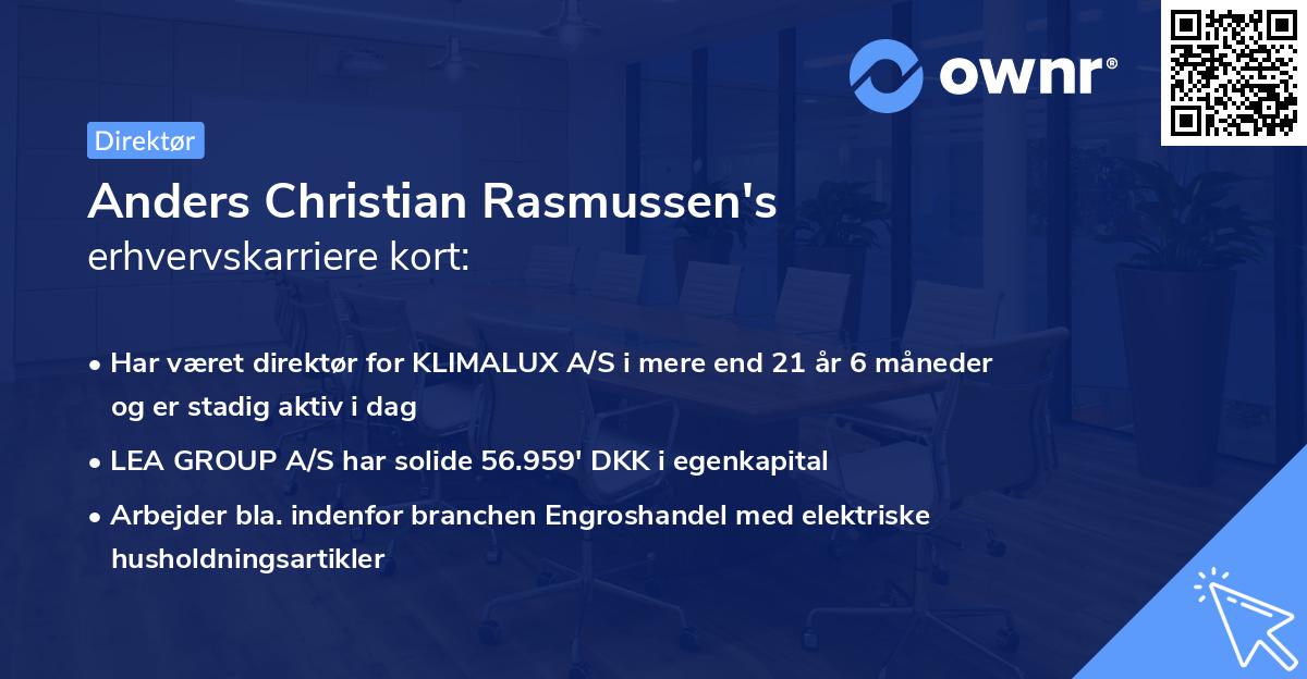 Anders Christian Rasmussen's erhvervskarriere kort