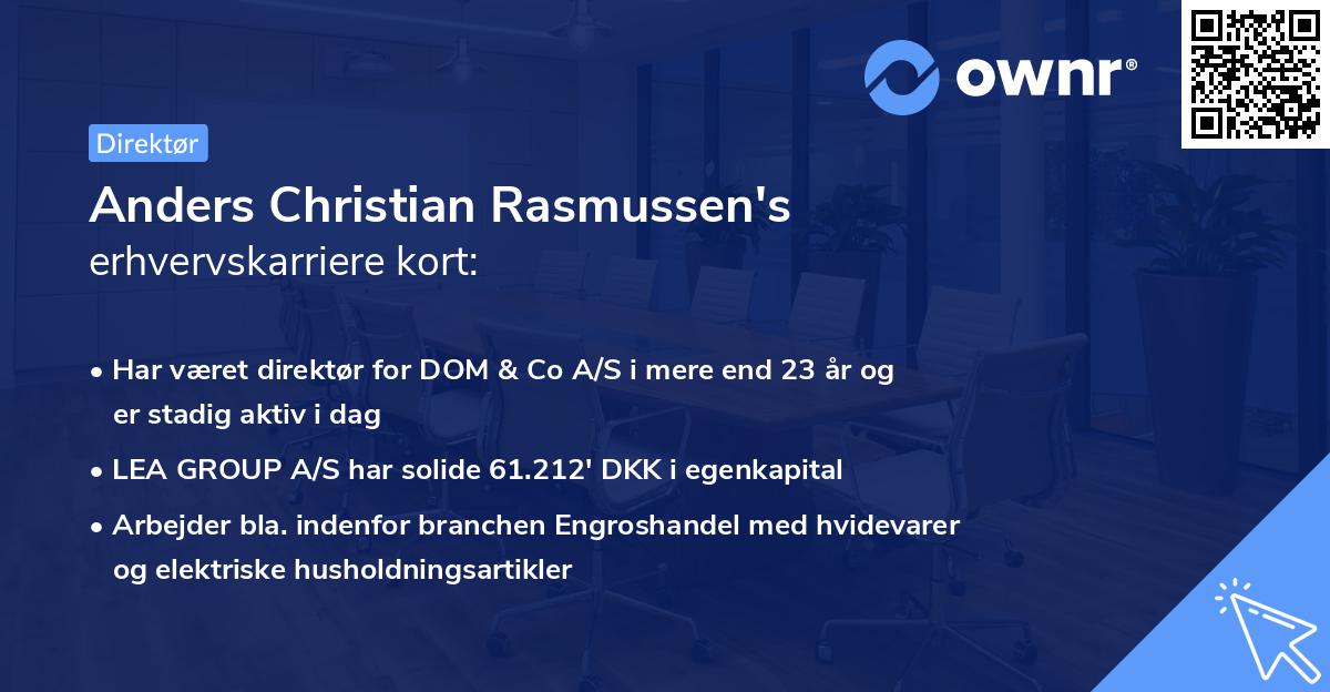 Anders Christian Rasmussen's erhvervskarriere kort