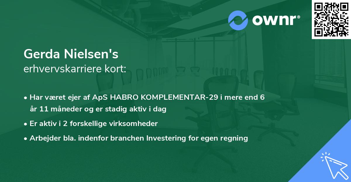 Gerda Nielsen's erhvervskarriere kort