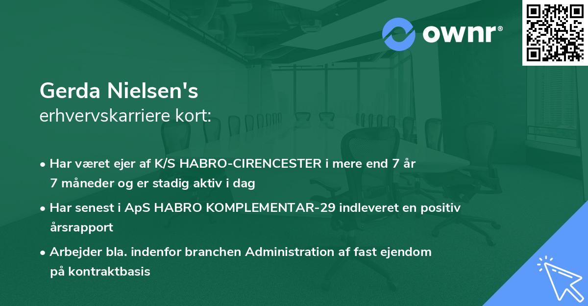 Gerda Nielsen's erhvervskarriere kort