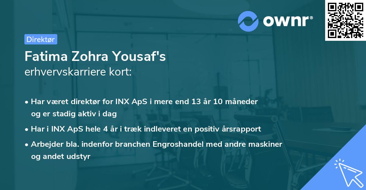 Fatima Zohra Yousaf's erhvervskarriere kort
