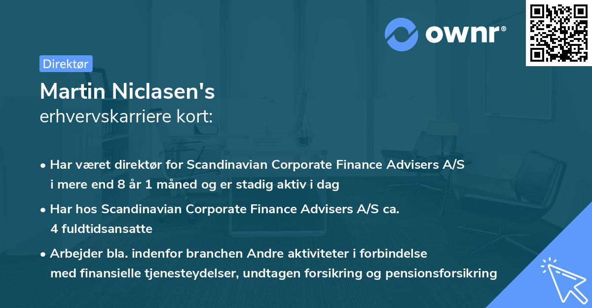 Martin Niclasen's erhvervskarriere kort