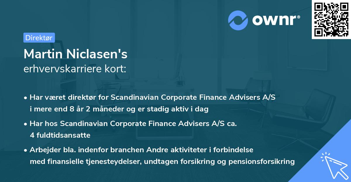 Martin Niclasen's erhvervskarriere kort