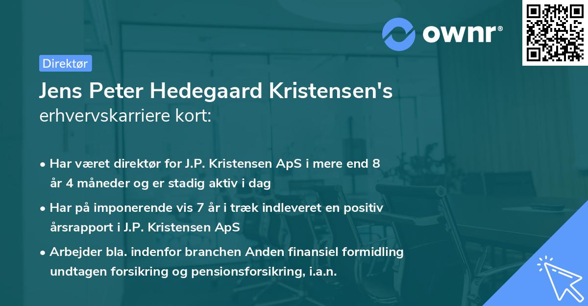 Jens Peter Hedegaard Kristensen's erhvervskarriere kort