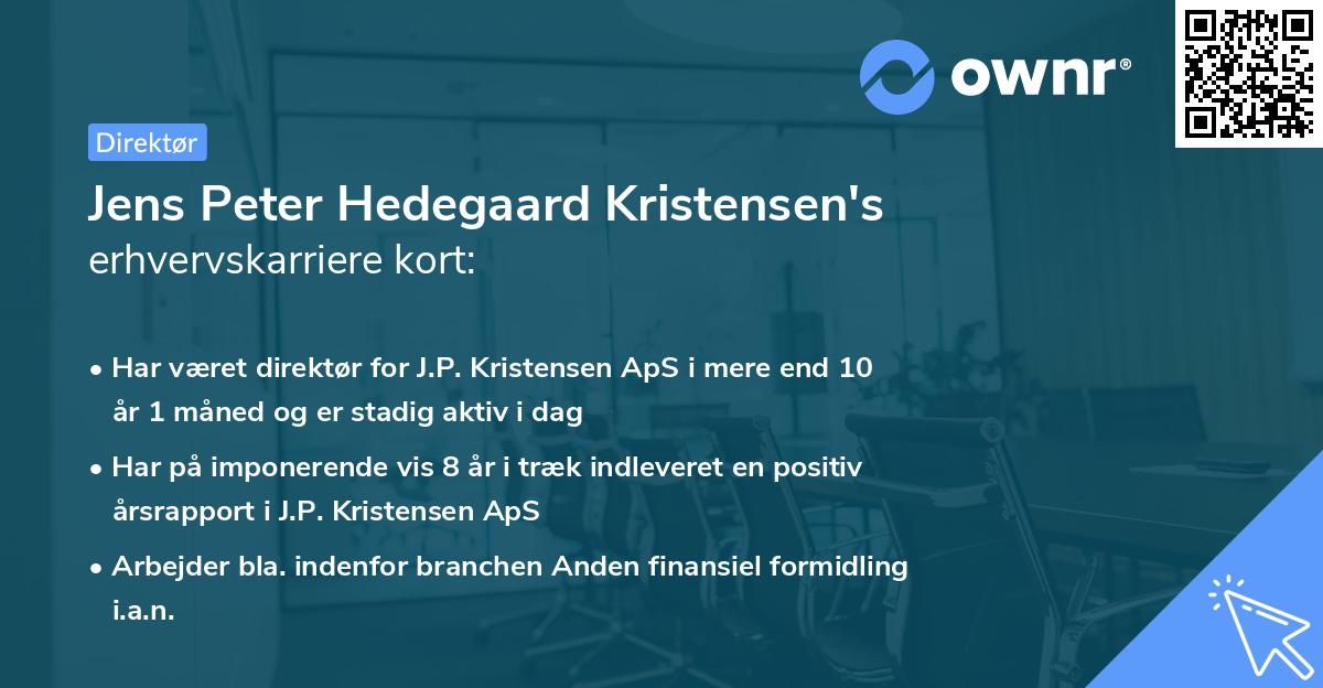 Jens Peter Hedegaard Kristensen's erhvervskarriere kort