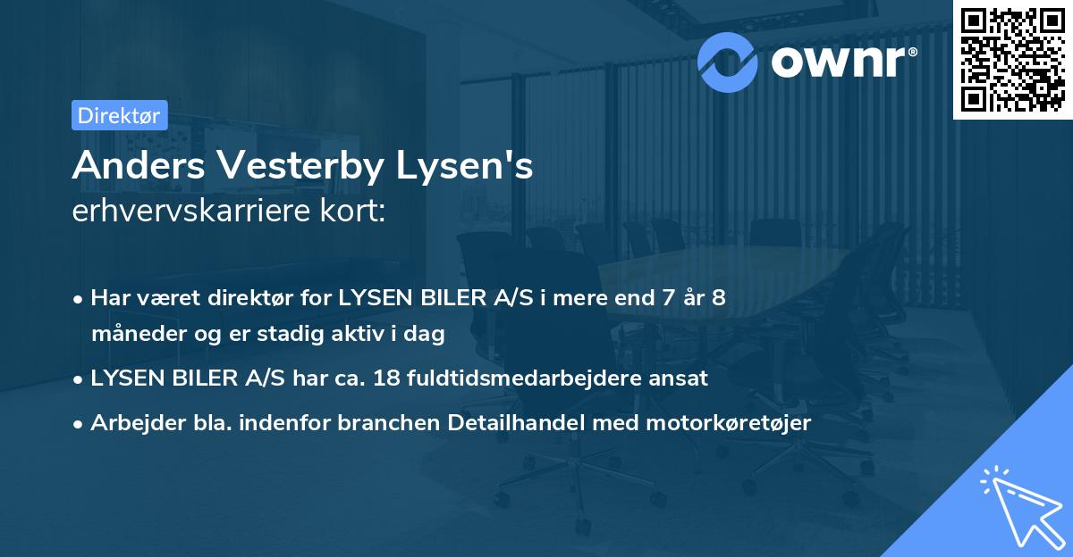Anders Vesterby Lysen's erhvervskarriere kort